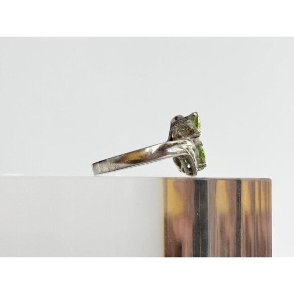 Bypass Shank Peridot Double Oval Multi Gemstone 925 Vintage Ring - sz 8 - Picture 3 of 10